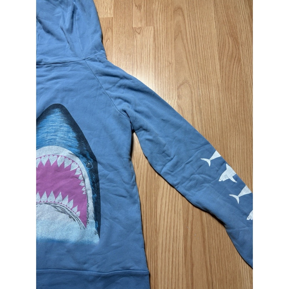 Lauren Moshi Blue Surfs Up Shark Women Large Full Zip Up Hoodie Beach Summer - Picture 9 of 11
